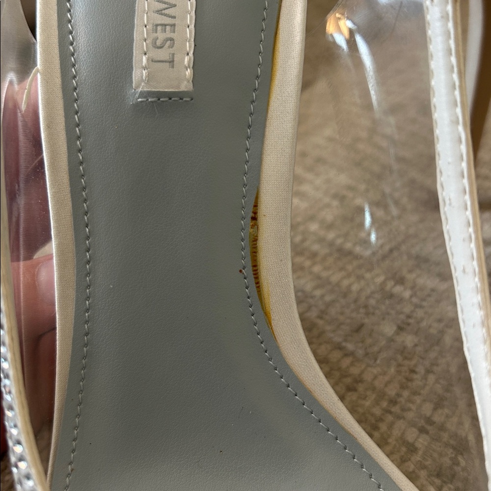 Nine West Parise 3 White/Clear Pointed Toe Stiletto Heels-Size 9 NWOT - Picture 9 of 10